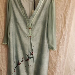 Green V-necked dress